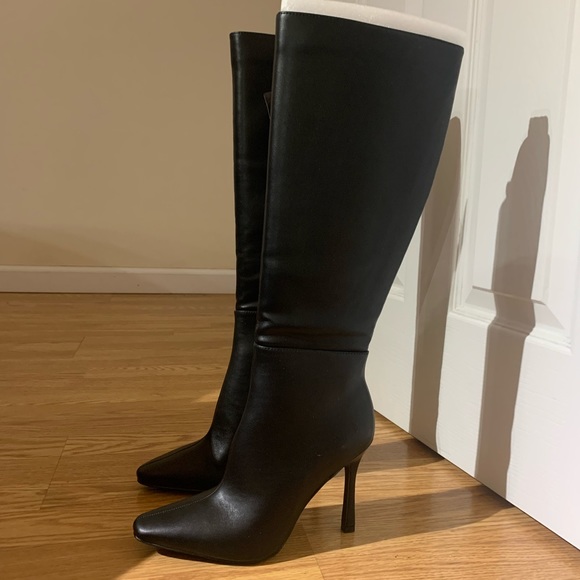 Knee High Black Stiletto Boots - Picture 3 of 5